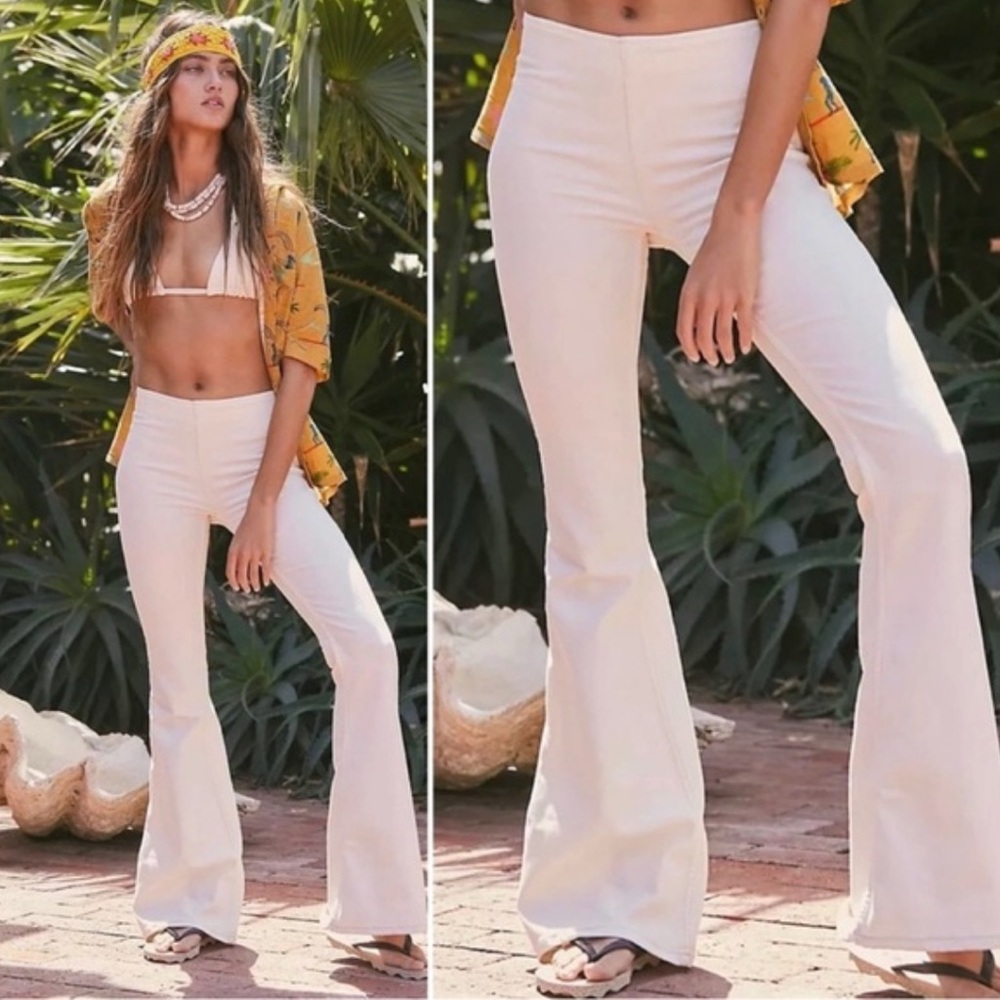 Free People Ivory Wide-Leg Trousers